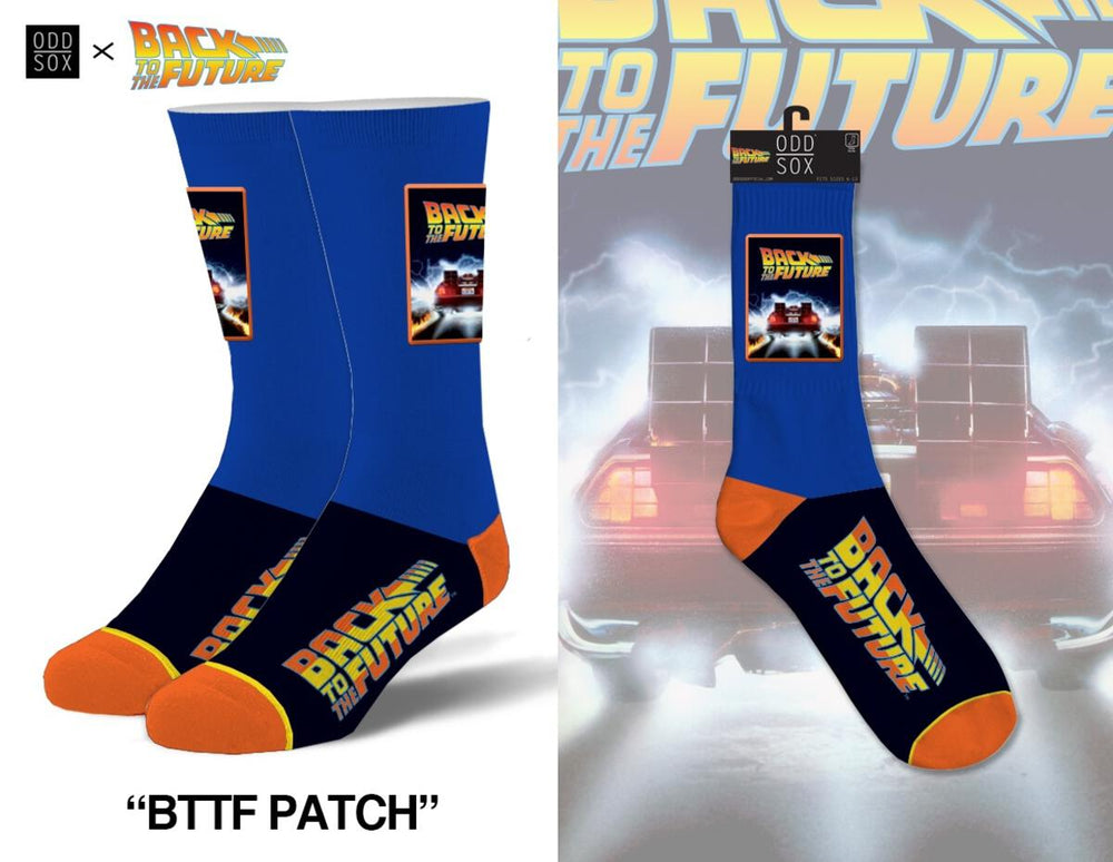 Back to the Future "Patch" Men's Crew Sideways Socks (Size 8-12) (ONLINE ORDER ONLY)