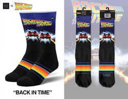 Back to the Future "Back in Time" Men's Crew Straight Down Sublimation Socks (Size 8-12) (ONLINE ORDER ONLY)