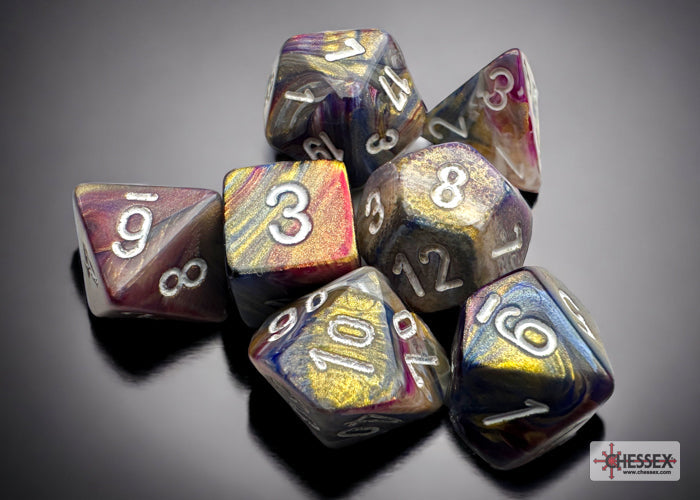 Festive Carousel/white Mini-Polyhedral 7-Die Set (Mini Poly Release 3) (Online Only)