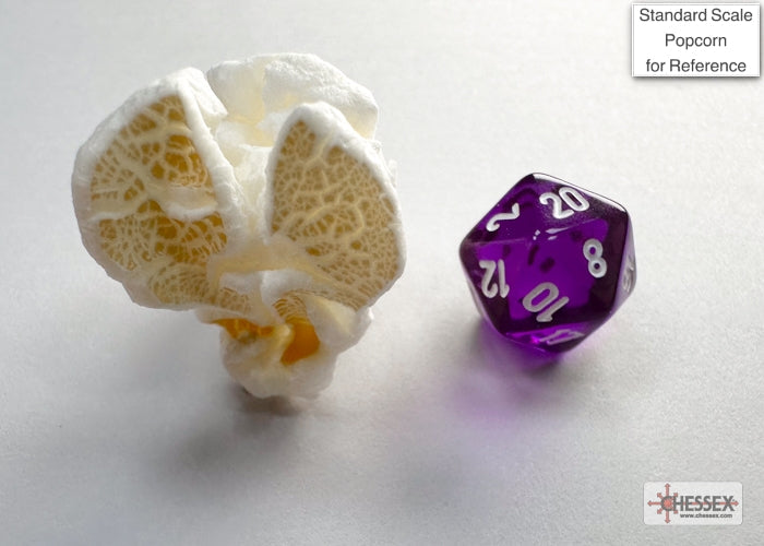 Translucent Purple/white Mini-Polyhedral 7-Die Set (Mini Poly Release 3) (Online Only)