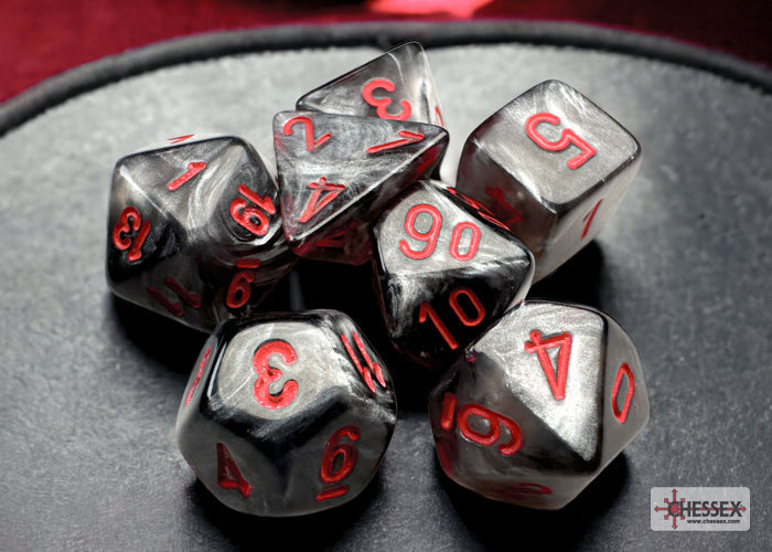 Velvet Black/red Mini-Polyhedral 7-Die Set (Mini Poly Release 3) (Online Only)