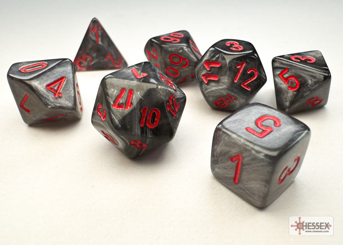 Velvet Black/red Mini-Polyhedral 7-Die Set (Mini Poly Release 3) (Online Only)