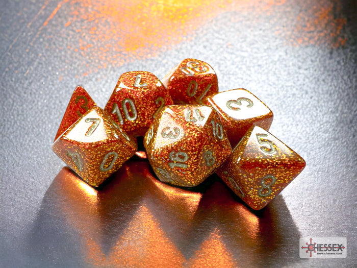 Glitter Gold/silver Mini-Polyhedral 7-Die Set (Mini Poly Release 3) (Online Only)