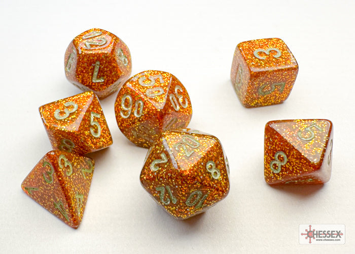 Glitter Gold/silver Mini-Polyhedral 7-Die Set (Mini Poly Release 3) (Online Only)
