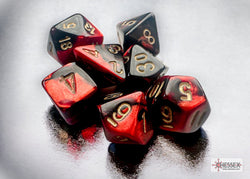 Gemini Black-Red/gold Mini-Polyhedral 7-Die Set (Mini Poly Release 3) (Online Only)