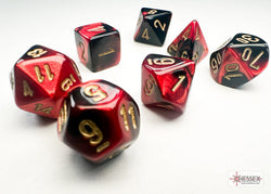 Gemini Black-Red/gold Mini-Polyhedral 7-Die Set (Mini Poly Release 3) (Online Only)