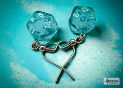 Hook Earrings Translucent Teal Mini-Poly d20 Pair (Online Only)