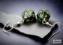 Hook Earrings Scarab® Jade Mini-Poly d20 Pair (Online Only)