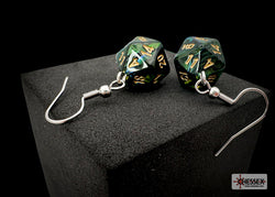 Hook Earrings Scarab® Jade Mini-Poly d20 Pair (Online Only)