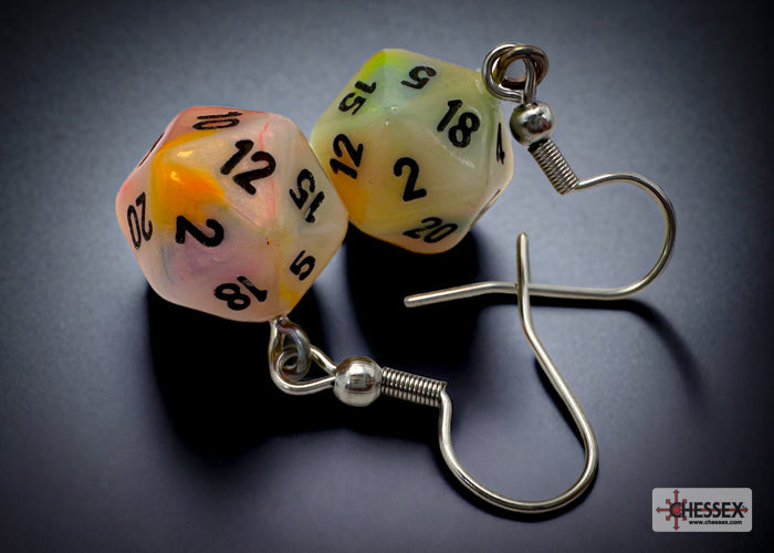 Hook Earrings Festive® Circus™ Mini-Poly d20 Pair (Online Only)