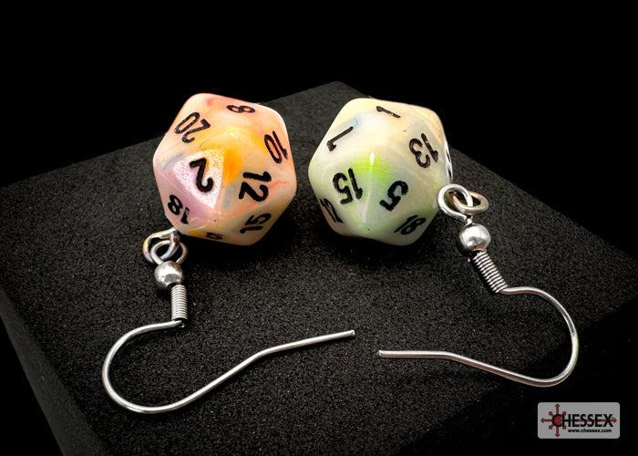 Hook Earrings Festive® Circus™ Mini-Poly d20 Pair (Online Only)