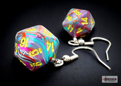 Hook Earrings Festive® Mosaic Mini-Poly d20 Pair (Online Only)