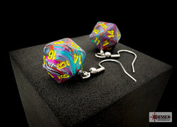 Hook Earrings Festive® Mosaic Mini-Poly d20 Pair (Online Only)