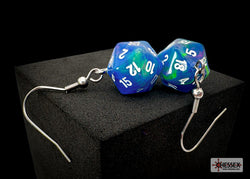 Hook Earrings Festive® Waterlily™ Mini-Poly d20 Pair (Online Only)