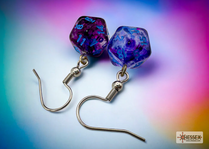 Hook Earrings Nebula® Nocturnal™ Mini-Poly d20 Pair (Online Only)