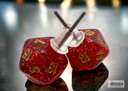 Stud Earrings Glitter Ruby Mini-Poly d20 Pair (Online Only)