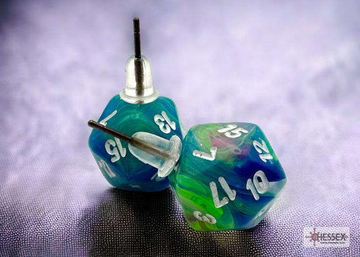 Stud Earrings Festive® Waterlily™ Mini-Poly d20 Pair (Online Only)