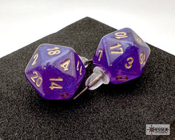 Stud Earrings Borealis® Royal Purple Mini-Poly d20 Pair (Online Only)
