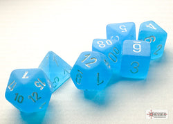Frosted Caribbean Blue/white Mini-Polyhedral 7-Die Set (Mini Poly Release 3) (Online Only)