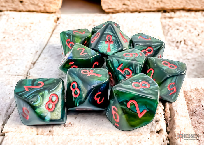 Scarab Jade/red Ankh D10 (10 set) (Online Only)