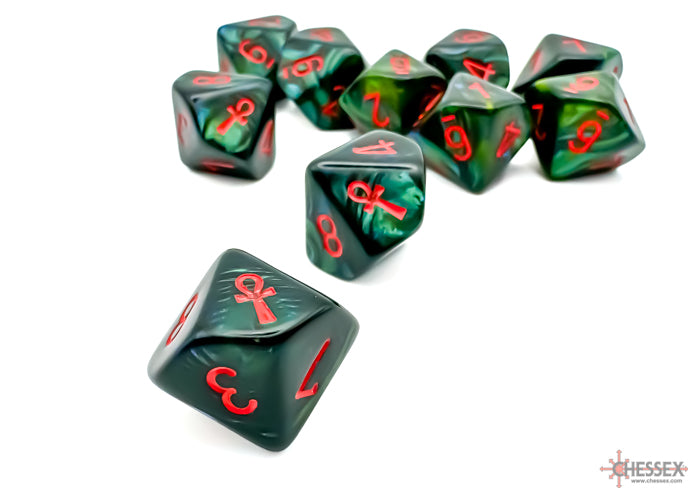 Scarab Jade/red Ankh D10 (10 set) (Online Only)