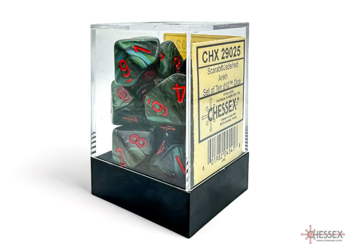 Scarab Jade/red Ankh D10 (10 set) (Online Only)
