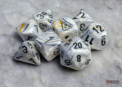 Marble Calcite/blue Polyhedral 7-Dice Set (with bonus die) (Online Only)
