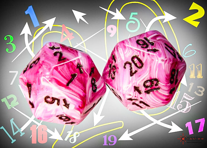 Vortex Pink/black Countup&down d20  | Single die (1 piece/die) (Online Only)