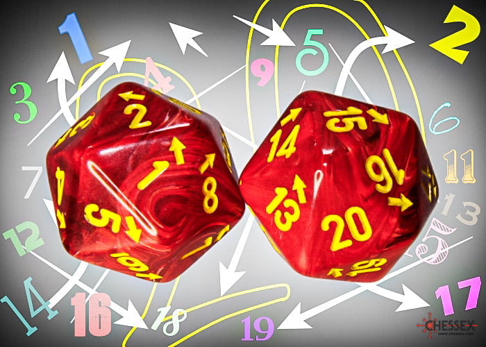 Vortex Red/yellow Countup&down d20 | Single die (1 piece/die) (Online Only)