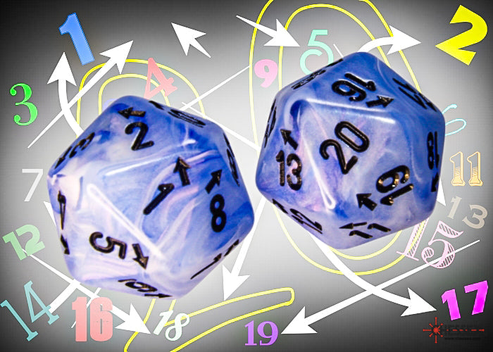 Vortex Ice Blue/black Countup&down d20 | Single die (1 piece/die) (Online Only)
