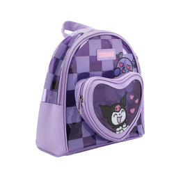 Kuromi Checkered Peekaboo Heart Purple Clear Mini Backpack (Online Order Only)