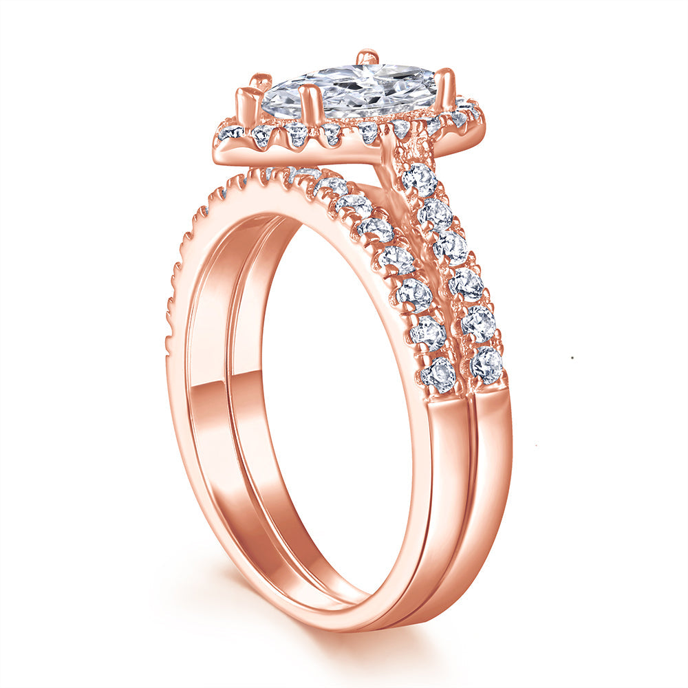 The Elizabeth - 18kt Rose Gold Wedding Ring Set (ONLINE ORDER ONLY)