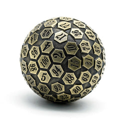 Metal Single 100 Sided Polyhedral Dice (D100) | Brass Color Solid (45mm) (Online Only)