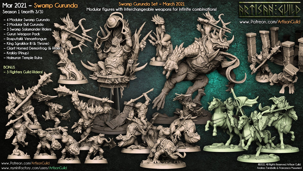 3D Printed Artisan Guild Rosputakk Venomtongue Swamp Gurunda 28mm 32mm (Online Only)