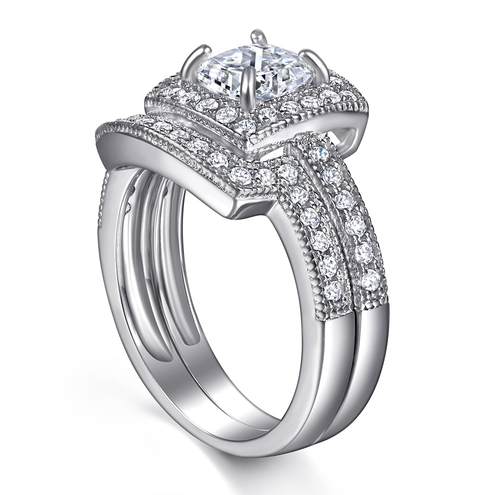 The Violet - Silver Wedding Ring Set (ONLINE ORDER ONLY)