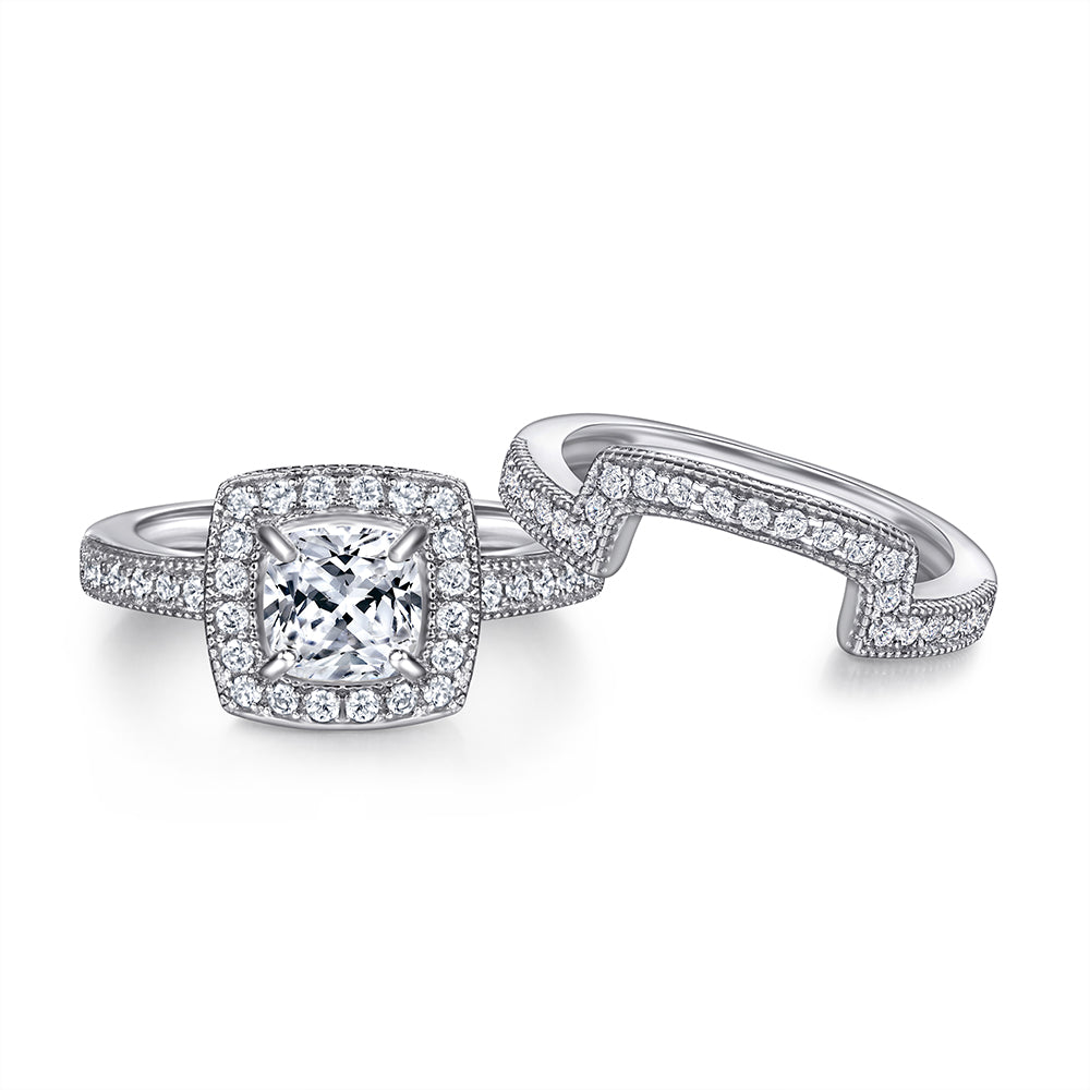 The Violet - Silver Wedding Ring Set (ONLINE ORDER ONLY)