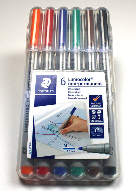 Staedtler Lumocolor non-permanent Marker (wet-wipe away) 6-Pack (Online Only)