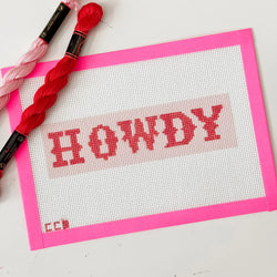 Cotswold Co Designs - Hand-Painted “Howdy” Bookmark Needlepoint Canvas | 2” x 7”  (ONLINE ORDER ONLY)