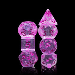 Pink World Glitter Pink with Pink Numbering 7-Dice Set RPG (Online Only)