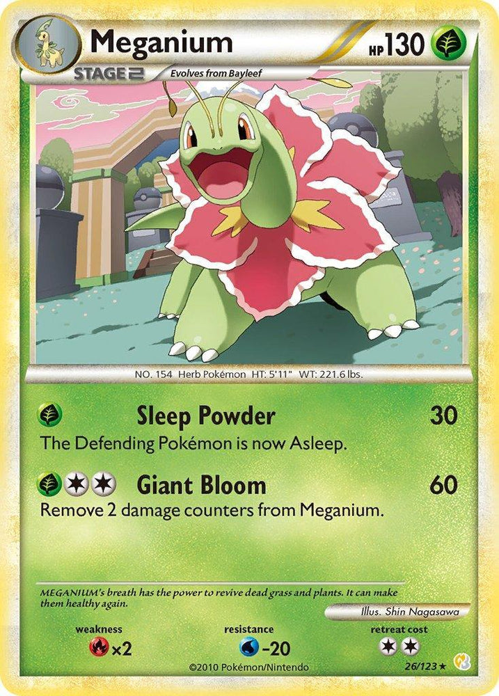 Meganium (26/123) (Theme Deck Exclusive) [HeartGold & SoulSilver: Base Set] (Online Only)