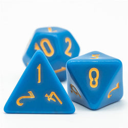 Light Blue Homage 7-Dice Set w/Yellow Numbers Minimalist (Online Only)