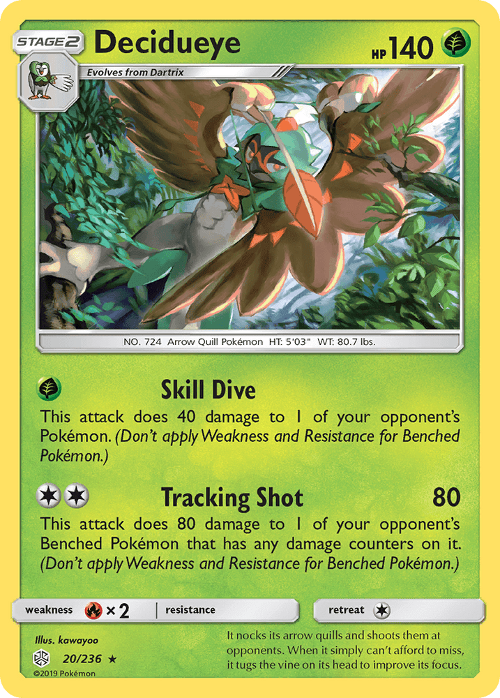 Decidueye (20/236) [Sun & Moon: Cosmic Eclipse] (Online Only)
