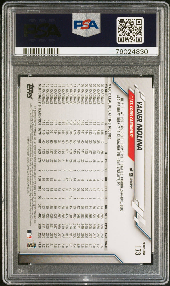 2020 TOPPS YADIER MOLINA  #173 - PSA 10 (Online Order Only)