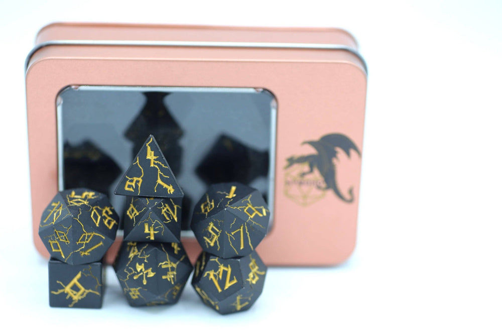 Matt Black with Gold Barbarian Dice Set (ONLINE ORDER ONLY)