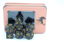 Matt Black with Gold Barbarian Dice Set (ONLINE ORDER ONLY)
