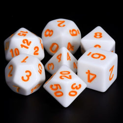 White Opaque with Orange Numbering 7-Dice Set RPG (Online Only)