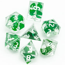 Real Four Leaf Clover 7-Dice Set Sharp Resin RPG DND (Online Only)