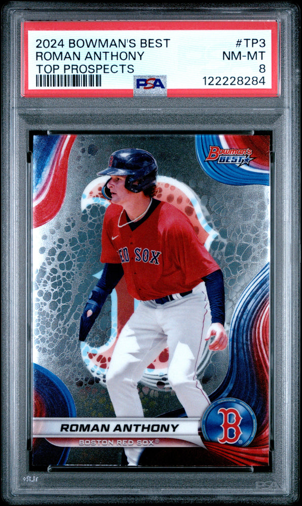 Graded 2024 Topps Bowmans Best Roman Anthony #TP3 Top Prospects Rookie RC Baseball Card PSA 8 Near Mint (ONLINE ORDER ONLY)