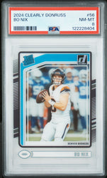 Graded 2024 Panini Clearly Donruss Bo Nix #56 Rookie RC Football Card PSA 8 Near Mint (ONLINE ORDER ONLY)