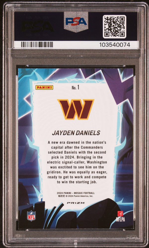 Graded 2024 Panini Mosaic Jayden Daniels #1 Storm Rookie RC Football Card PSA 10 Gem Mint (ONLINE ORDER ONLY)